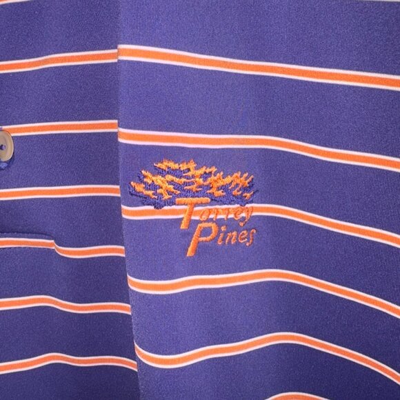 Peter Millar Summer Comfort Torrey Pines Golf Polo Orange Purple Clemson L - Picture 2 of 9